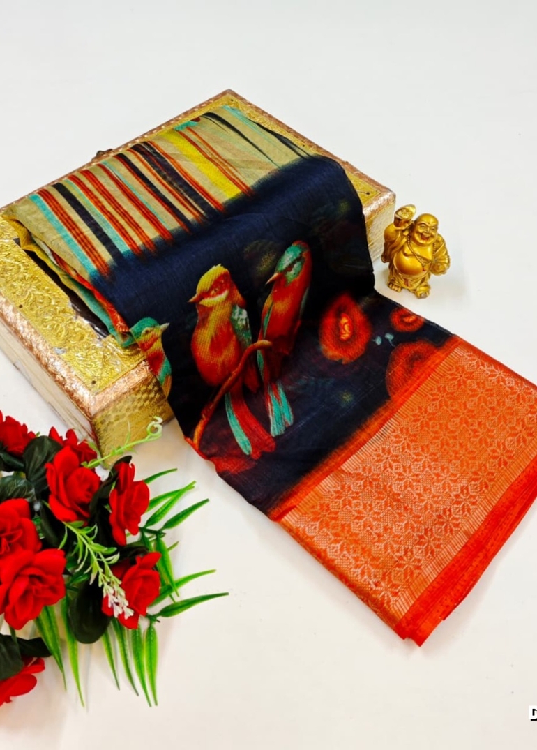 Dailywear cotton sarees premium look lightweight comfortable wear - DARK BROWN