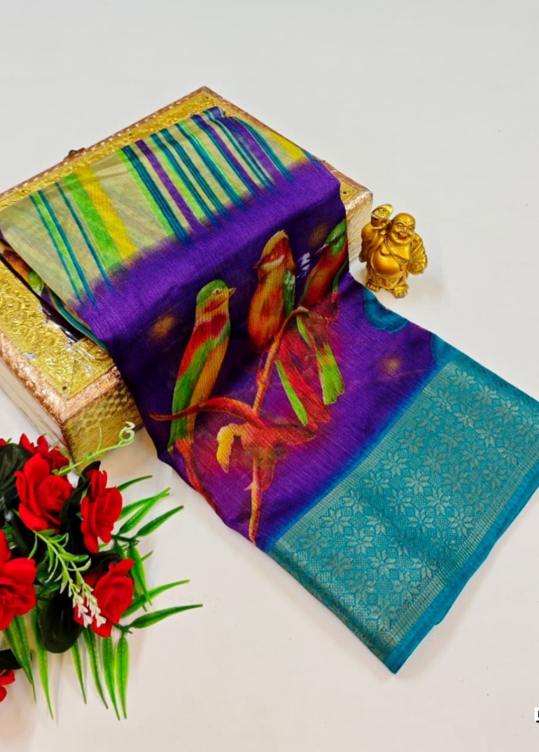Dailywear cotton sarees premium look lightweight comfortable wear - BRINJAL COLOUR (3)