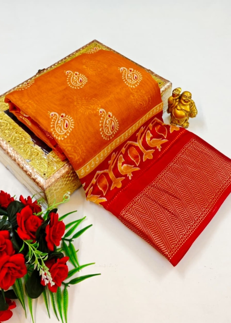 Dailywear cotton sarees premium look lightweight comfortable wear - YELLOW COLOR (7)