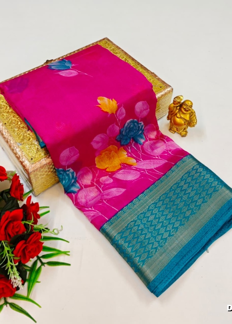 Dailywear cotton sarees premium look lightweight comfortable wear - DARK PINK (12)