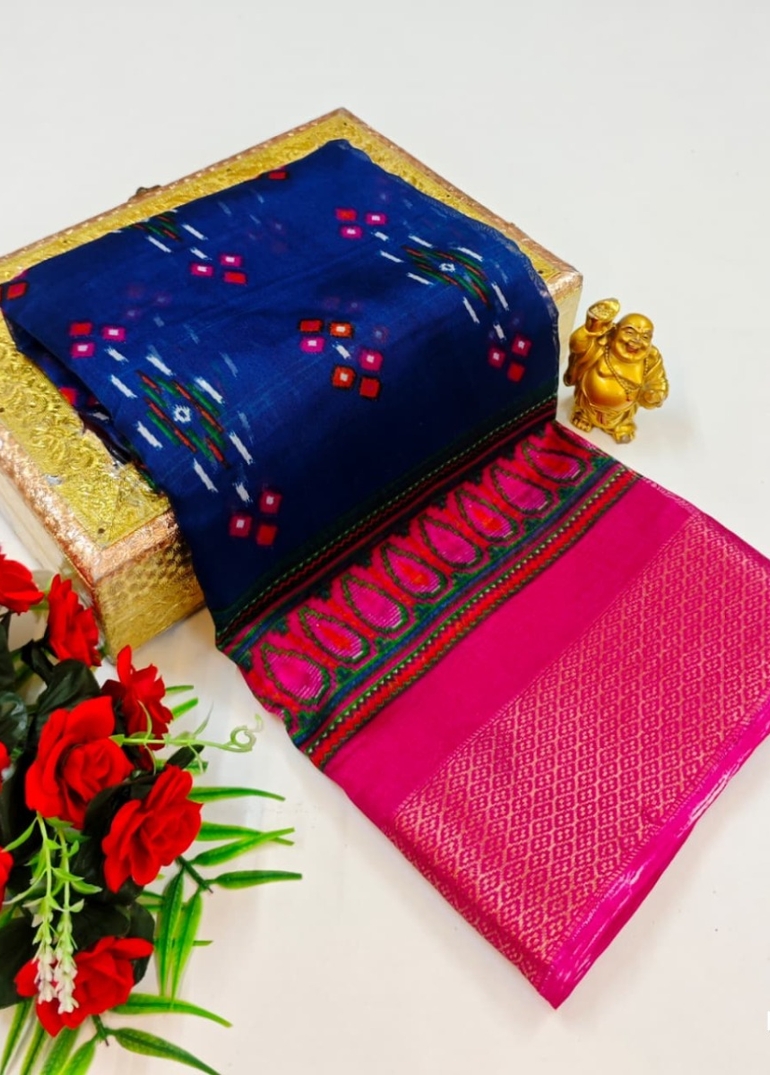 Dailywear cotton sarees premium look lightweight comfortable wear - PEACOCK BLUE (1)