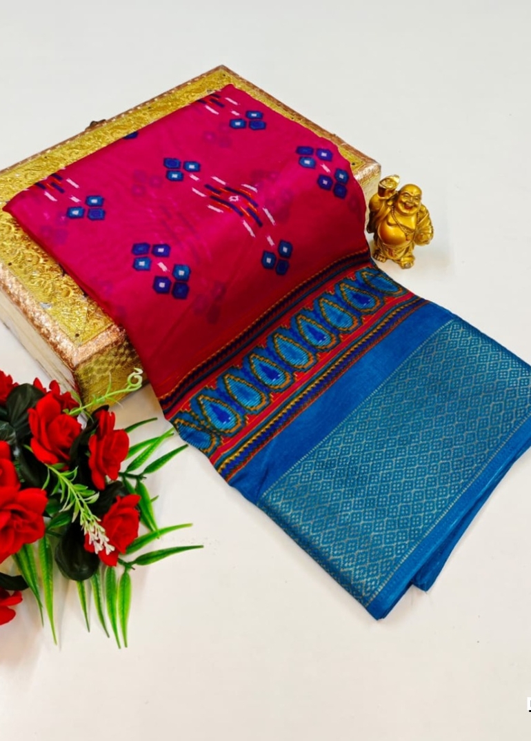 Dailywear cotton sarees premium look lightweight comfortable wear - RUBY COLOUR (2)