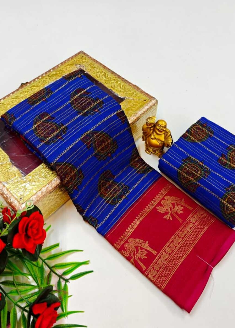 Designer party wear chiffon foil print saree - NORMAL  BLUE