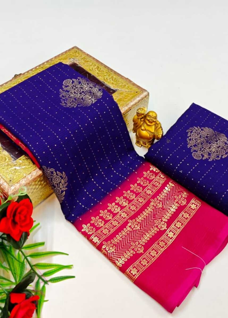 Designer party wear chiffon foil print saree - BRINJAL COLOUR