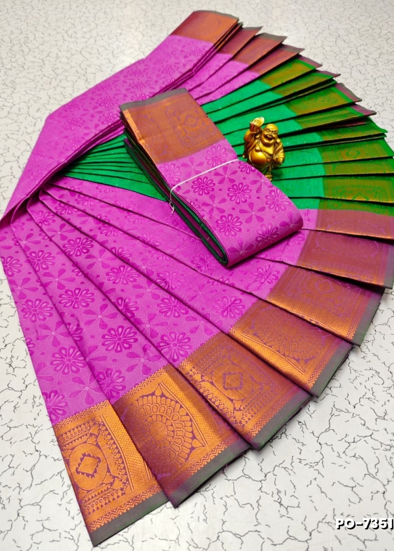 Poonthamil Elegant Traditional Saree - DARK PINK