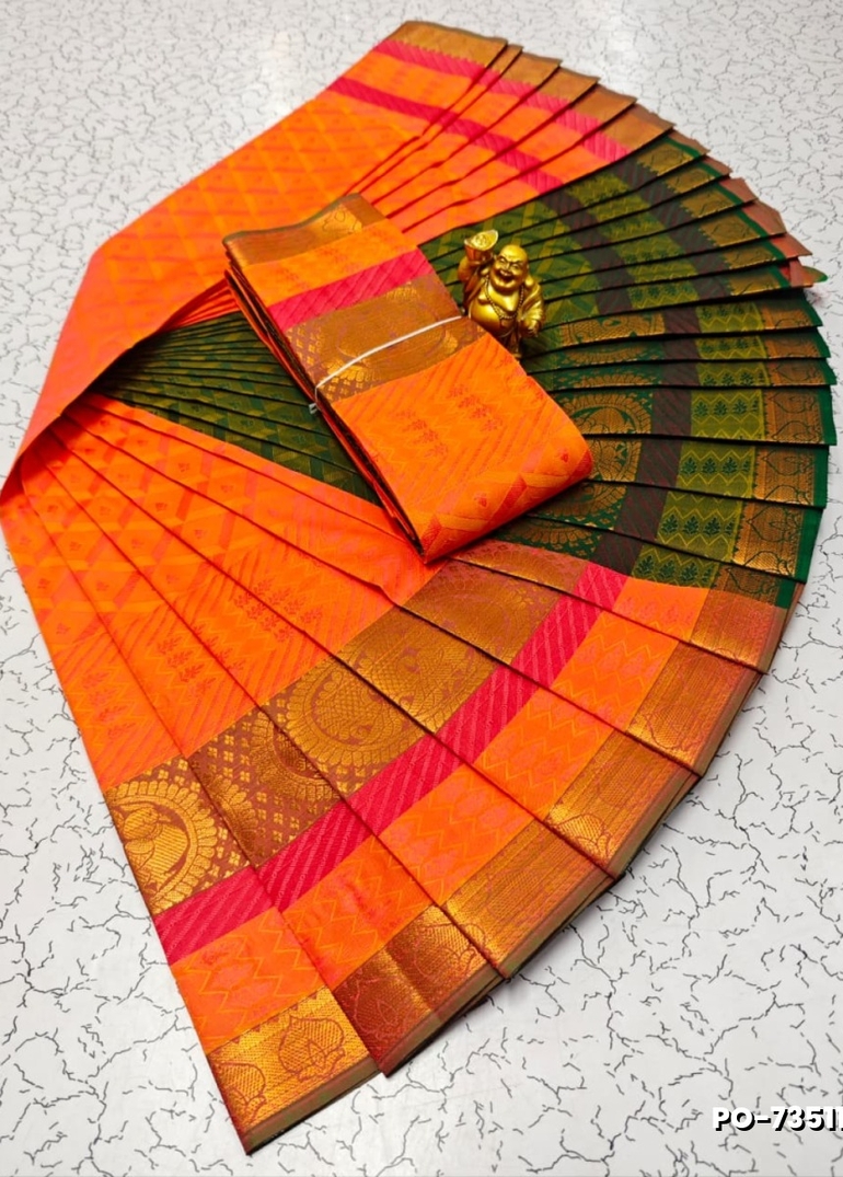 Poonthamil Elegant Traditional Saree - ORANGE