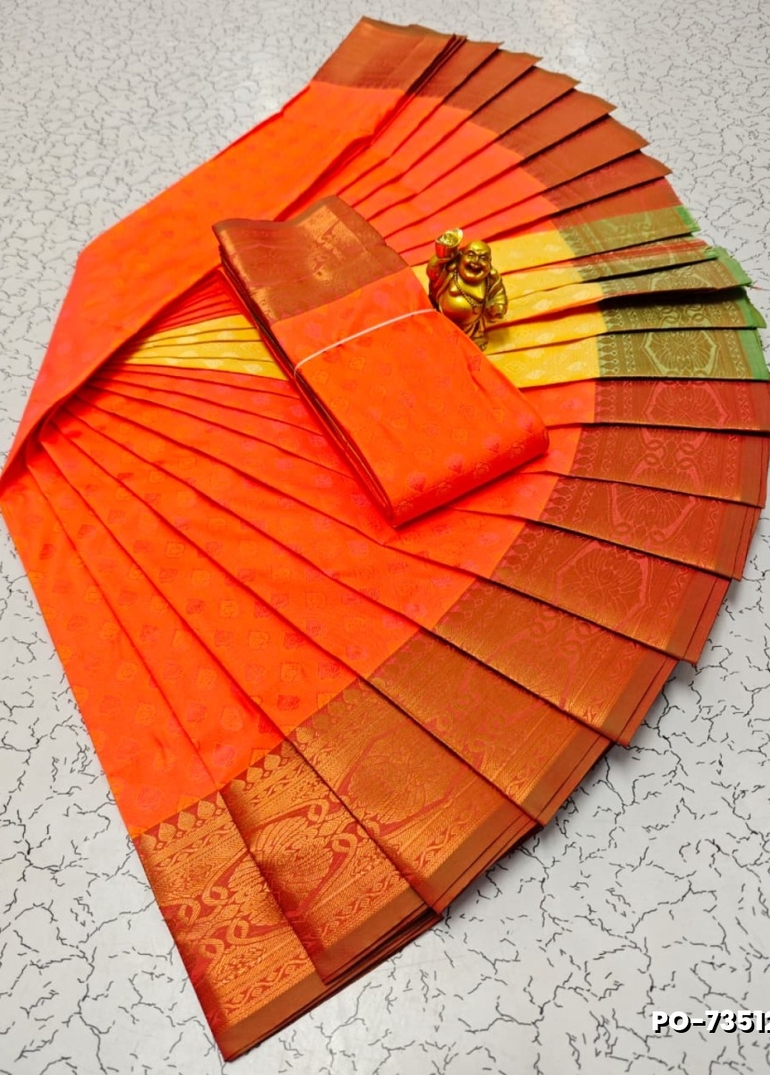 Poonthamil Elegant Traditional Saree - ORANGE N