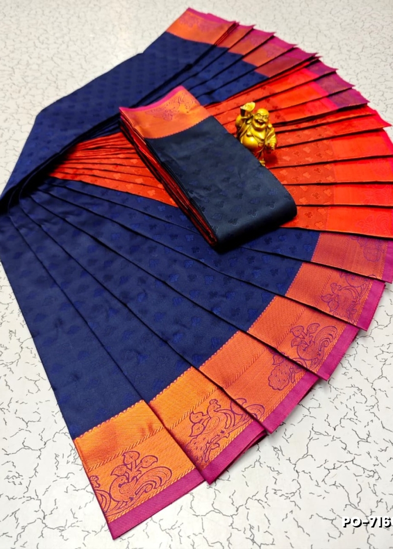 Poonthamil Elegant Traditional Saree - NAVY COLOUR