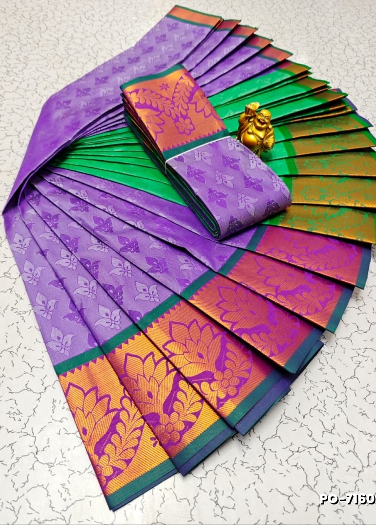 Poonthamil Elegant Traditional Saree - BRINJAL COLOUR