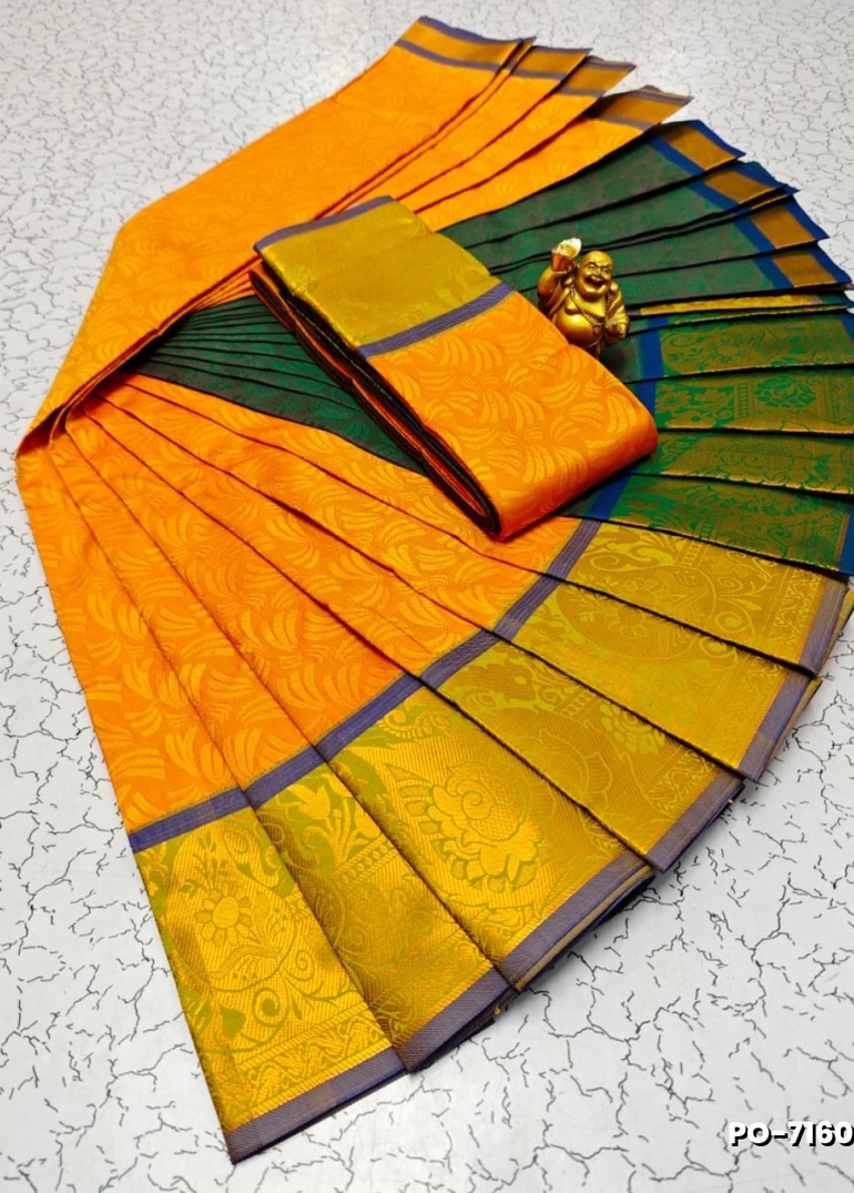 Poonthamil Elegant Traditional Saree - YELLOW COLOR