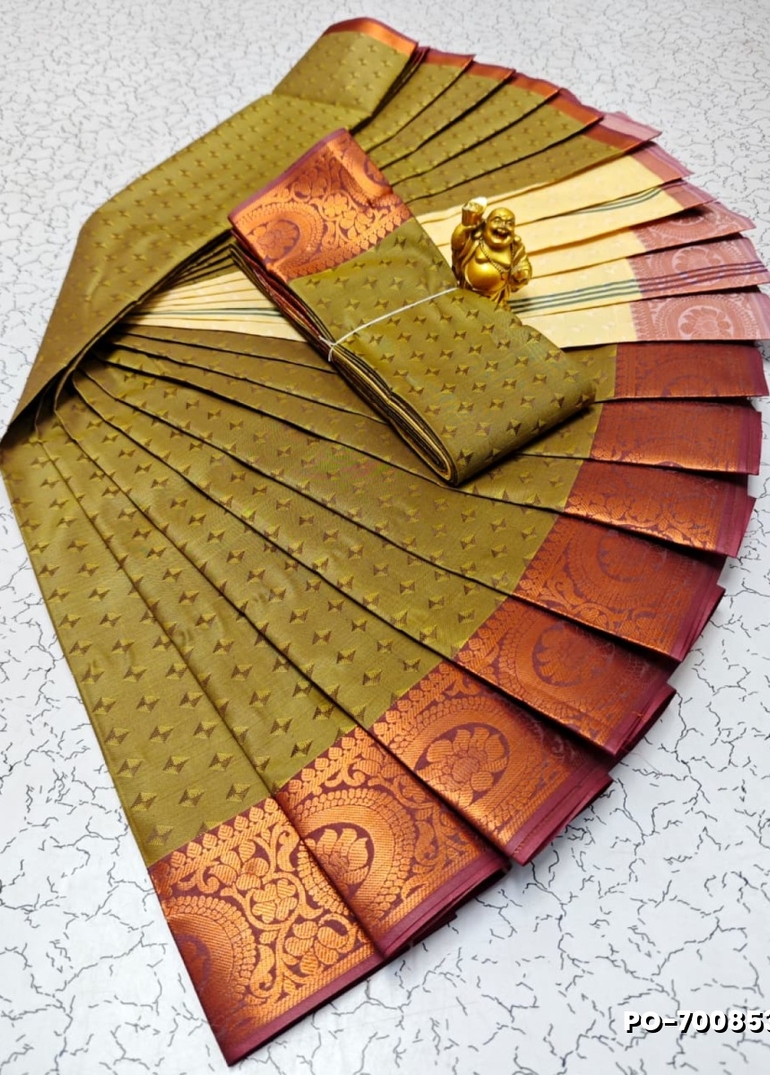 Poonthamil Elegant Traditional Saree - BROWN