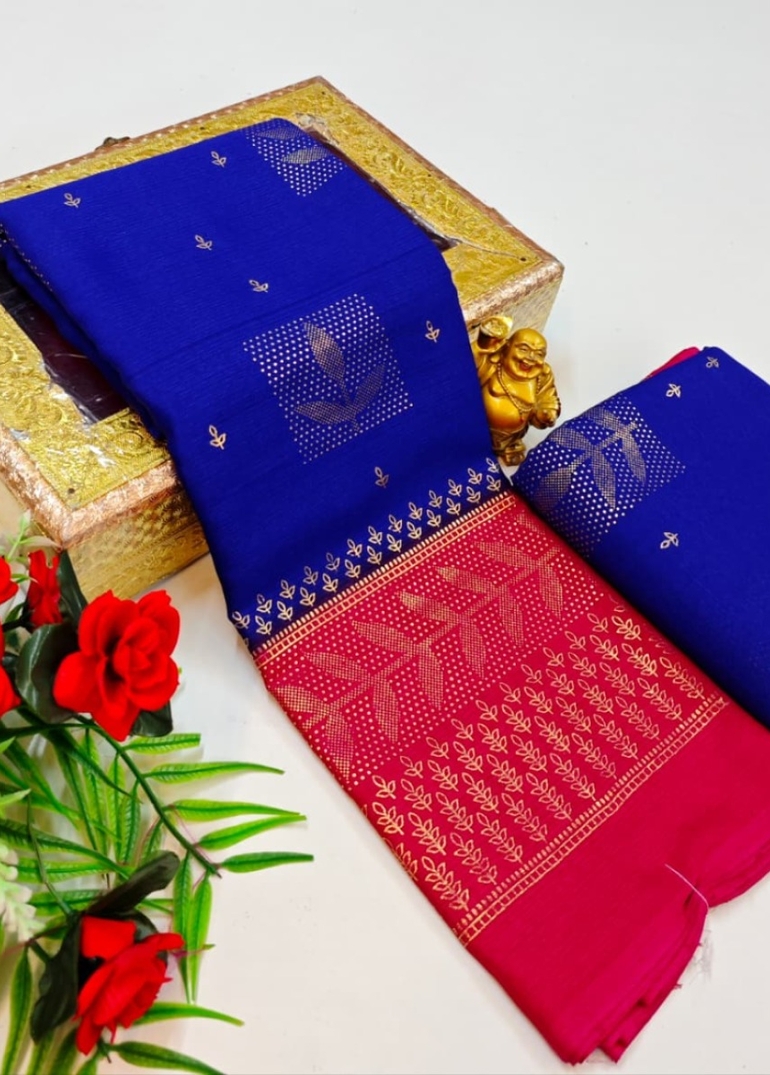 Designer party wear chiffon foil print saree - NORMAL  BLUE (1)