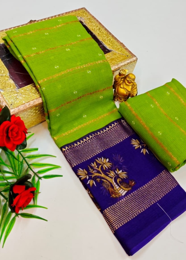 Designer party wear chiffon foil print saree - LEMON YELLOW N (2)