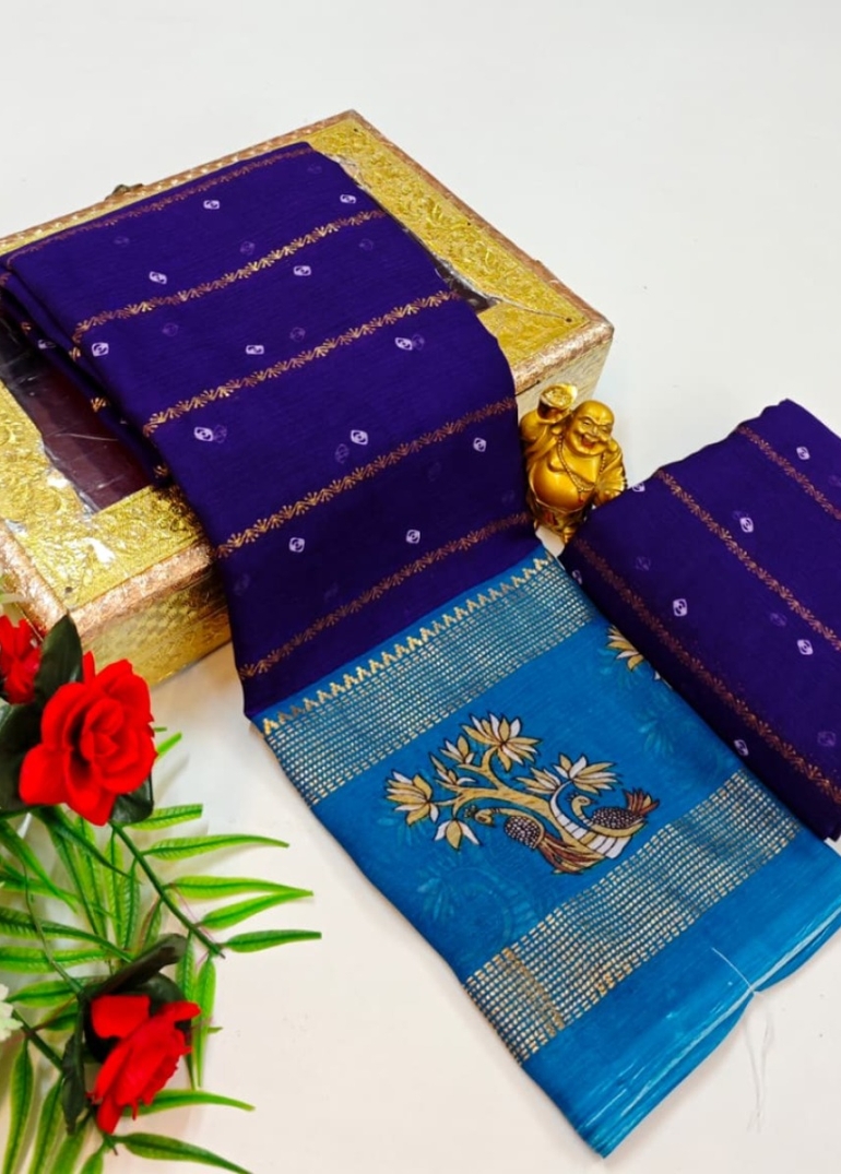 Designer party wear chiffon foil print saree - BRINJAL COLOUR (2)