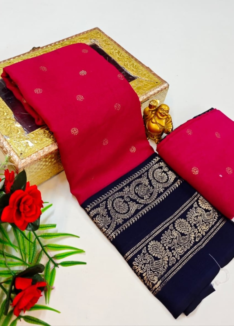 Designer party wear chiffon foil print saree - MEJANTA (3)