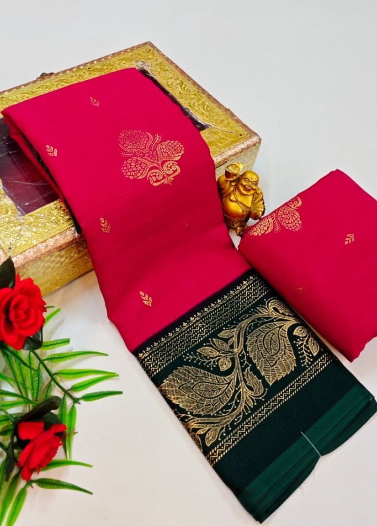 Designer party wear chiffon foil print saree - MEJANTA (4)