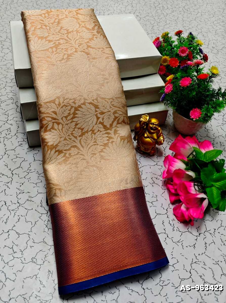 NITA AMBANI INSPIRED BANARASI TISSUE SILK SAREE - LIGHT SANDLE
