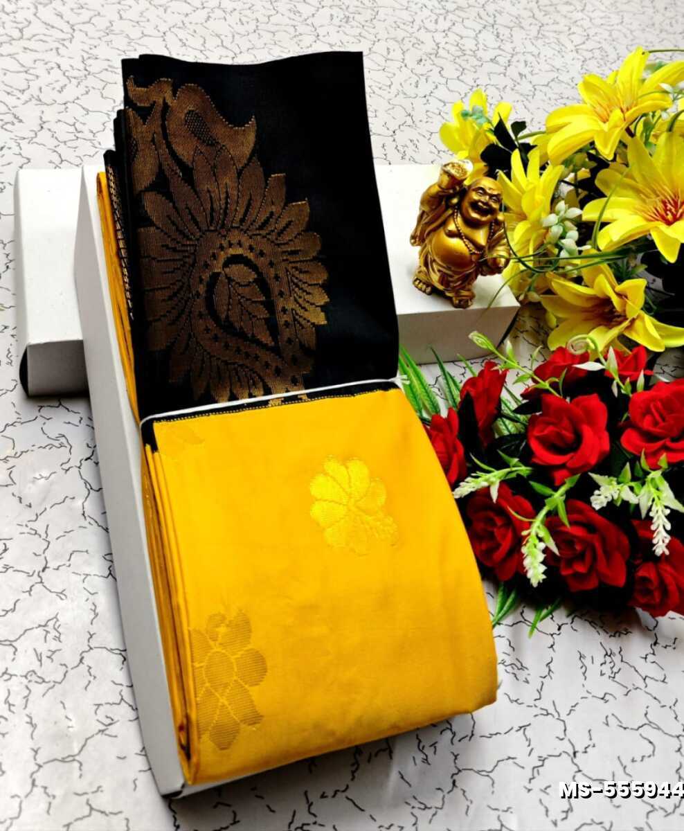 MODERN FANCY  SOFT SILK SAREES WITH BUTTA DESIGN - LIGHT YELLOW