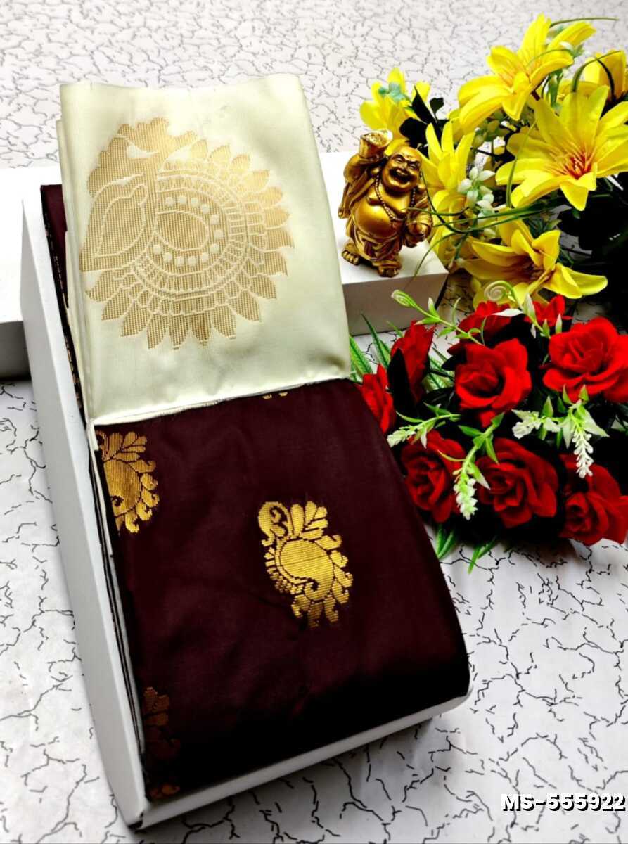 MODERN FANCY  SOFT SILK SAREES WITH BUTTA DESIGN - COFEE BROWN