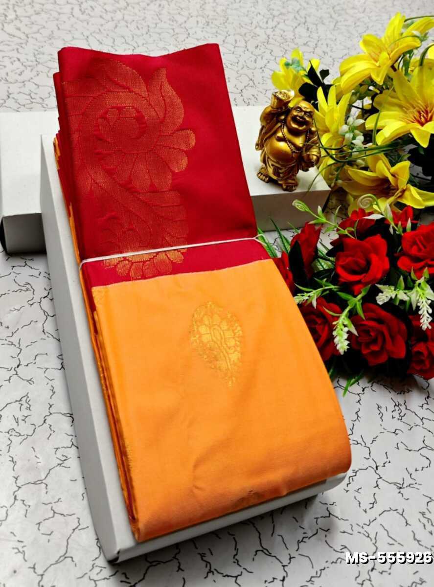 MODERN FANCY  SOFT SILK SAREES WITH BUTTA DESIGN - ORANGE N