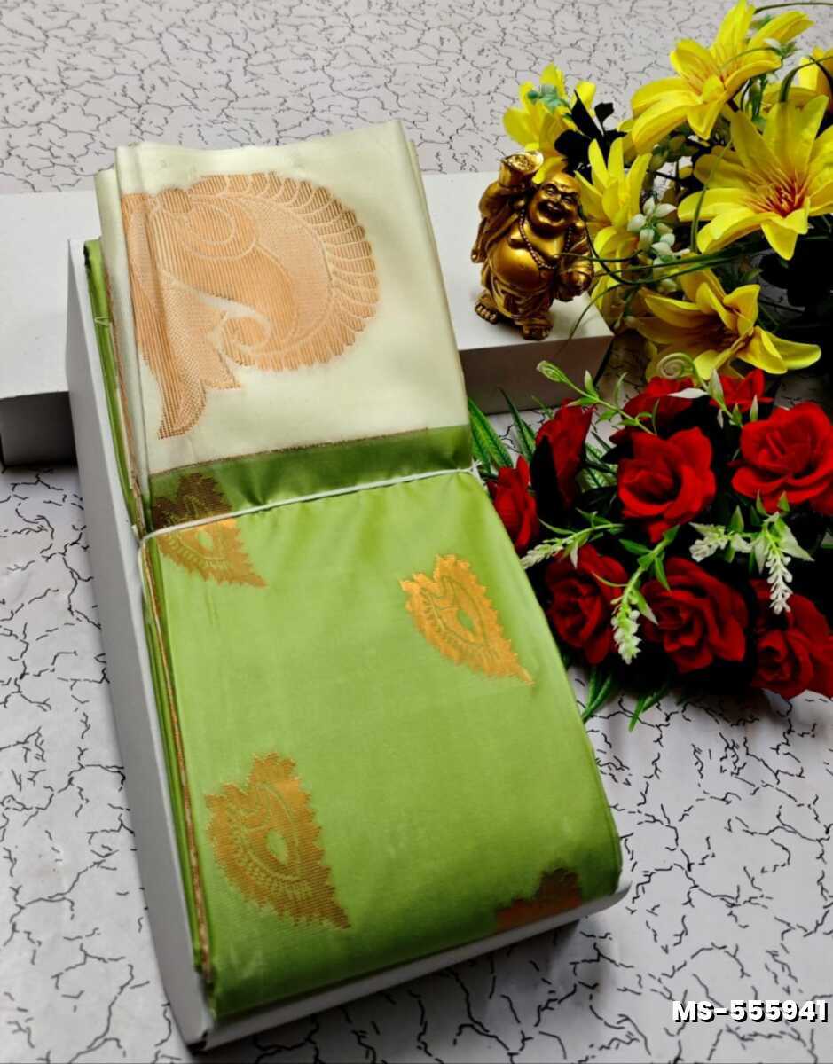 MODERN FANCY  SOFT SILK SAREES WITH BUTTA DESIGN - LIGHT GREEN