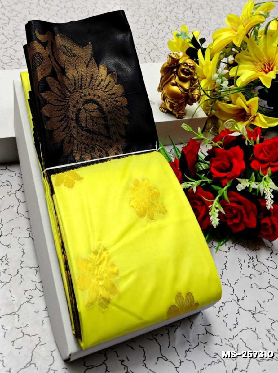MODERN FANCY SOFT SILK SAREES WITH BUTTA DESIGN - YELLOW