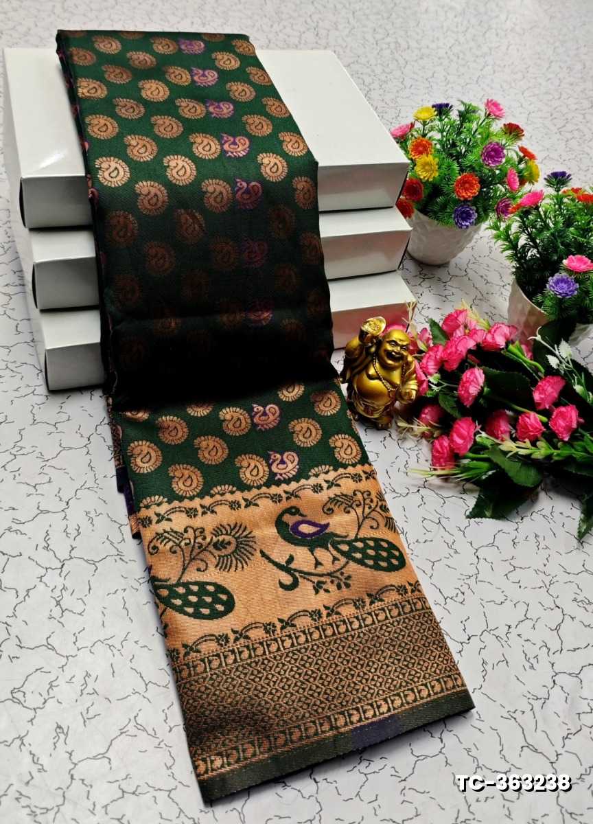SOFT SILK FANCY BEST QUALITY SILK THENMATHI SAREES - DARK GREEN (1)