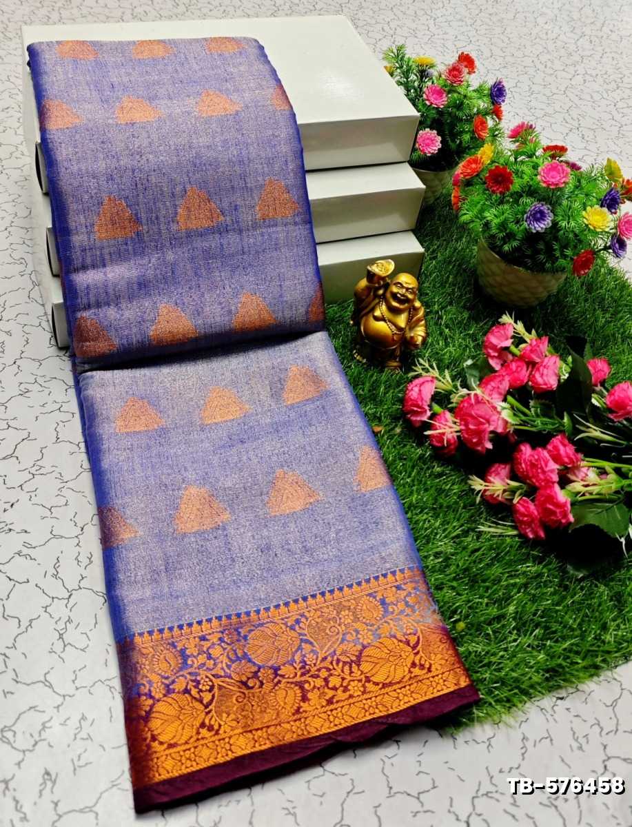 KANCHIPURAM TISSUE TRENDING DESIGN FANCY DHARMAVARAM SILK SAREES - PURPLE - PURPLE