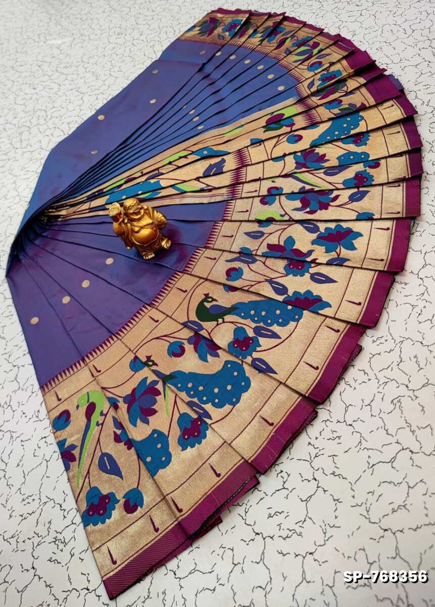 PAITHANI FANCY DANA SOFT SILK SAREES - NORMAL  BLUE