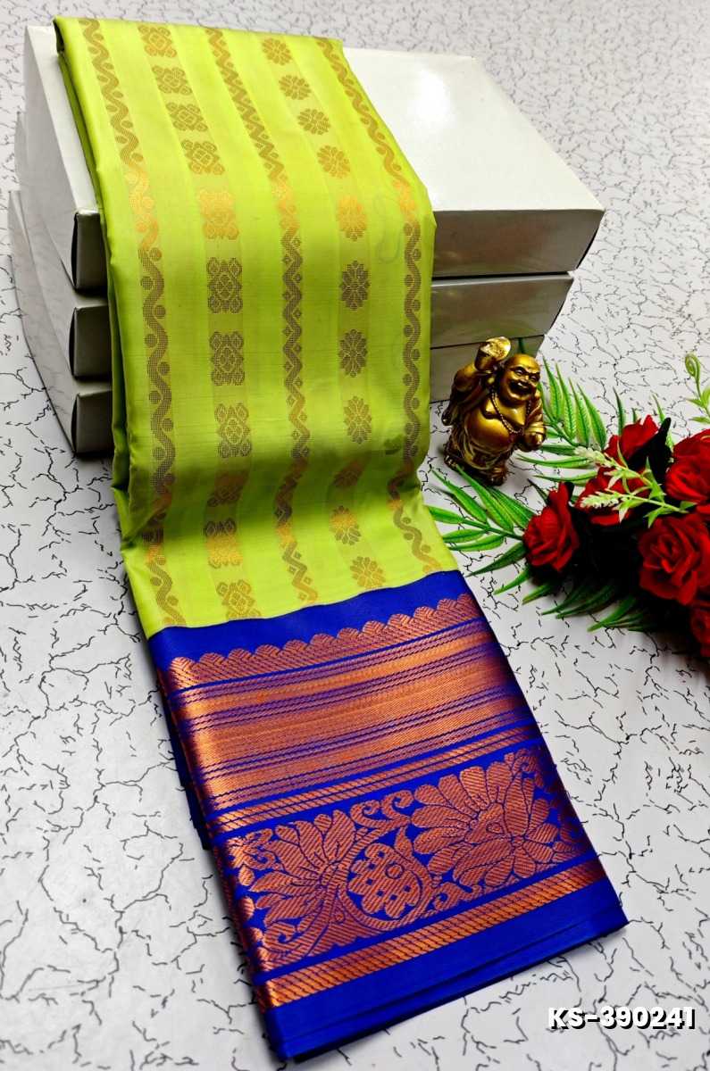 TRENDING FANCY  ALL SELF SOFT SILK SAREES WITH KOTTANCHI BORDER - LIGHT GREEN