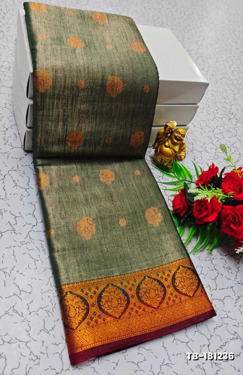 KANCHIPURAM TISSUE TRENDING DESIGN FANCY DHARMAVARAM SILK SAREES - BOTTLE GREEN