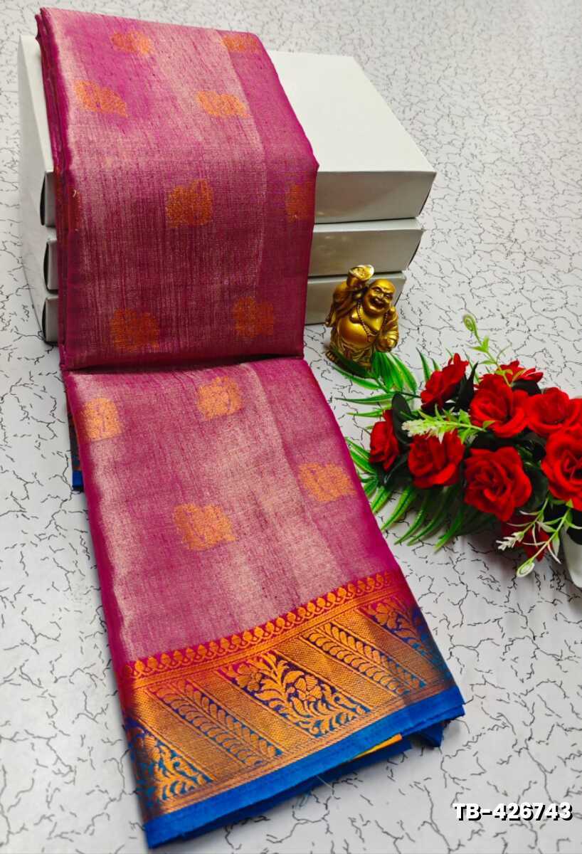 KANCHIPURAM TISSUE TRENDING DESIGN FANCY DHARMAVARAM SILK SAREES - LIGHT PINK (1)