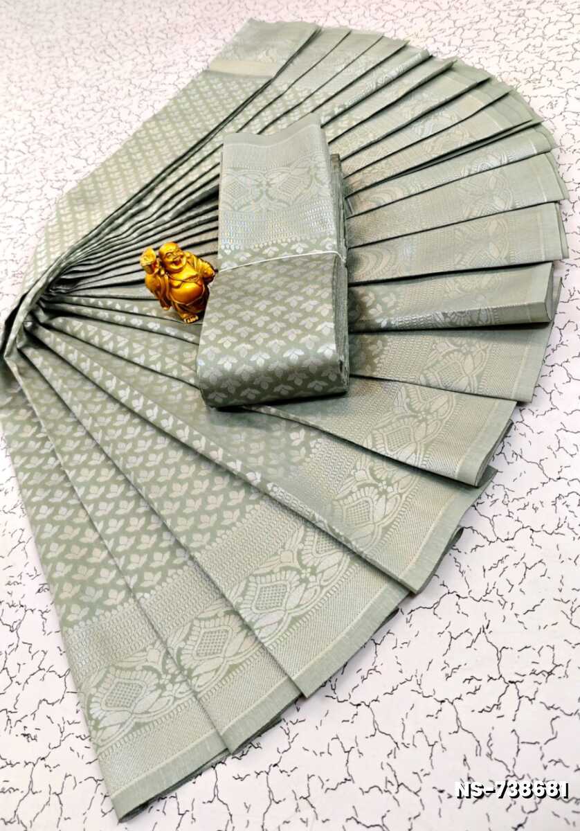 FANCY SILVAR ZARI NILA SAREES - METALLIC SILVAR