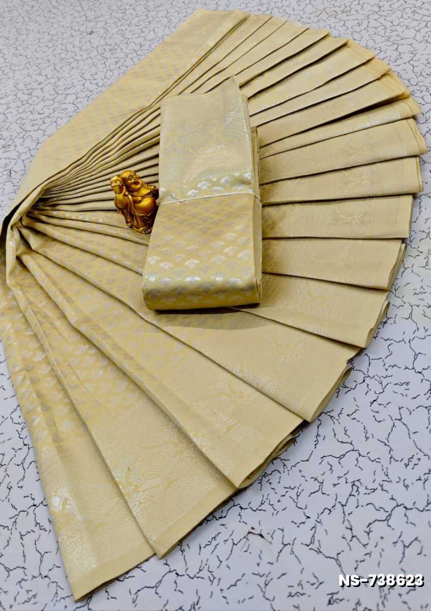 FANCY SILVAR ZARI NILA SAREES - LIGHT SANDLE