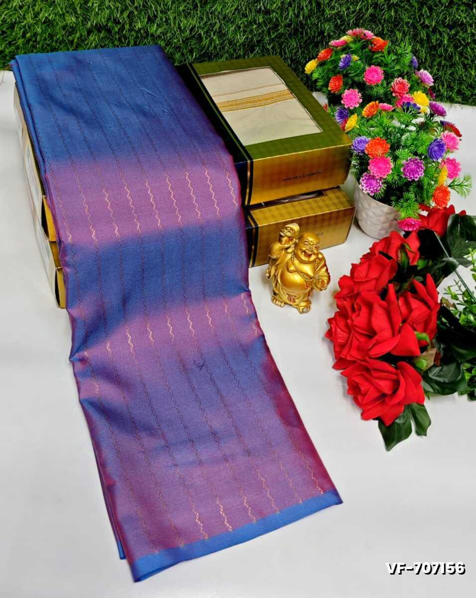 VAIRA OOSI FANCY SOFT SILK LIGHT WEIGHT SAREES - NORMAL  BLUE