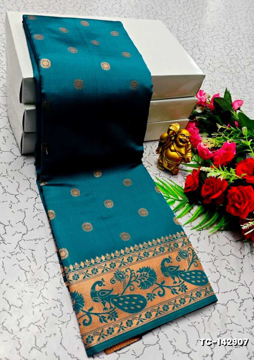SOFT SILK FANCY BEST QUALITY SILK THENMATHI SAREES - TEAL COLOUR