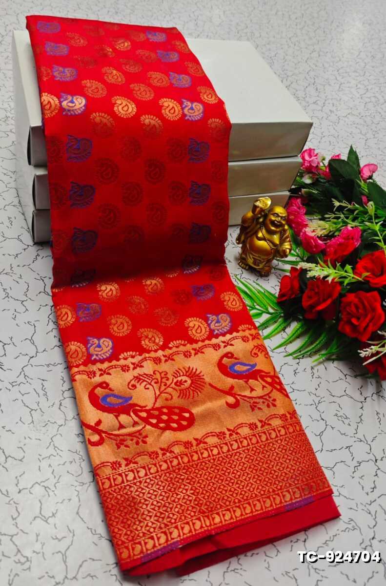 SOFT SILK FANCY BEST QUALITY SILK THENMATHI SAREES - RED (2)