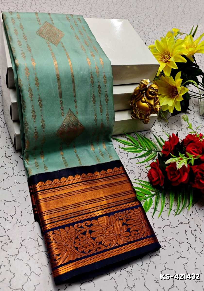 FANCY  All SELF SOFT SILK SAREES WITH KOTTANCHI BORDER - LIGHT SKY BLUE