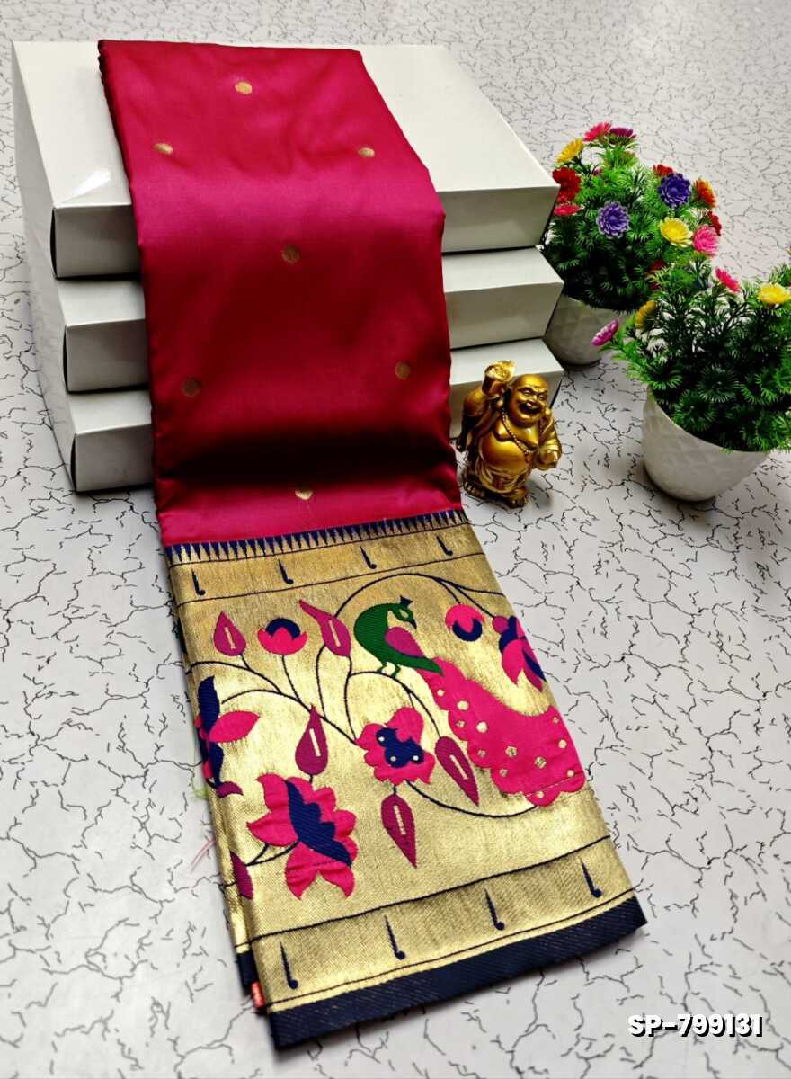 PAITHANI FANCY DANA SOFT SILK SAREES - DARK PINK (2)