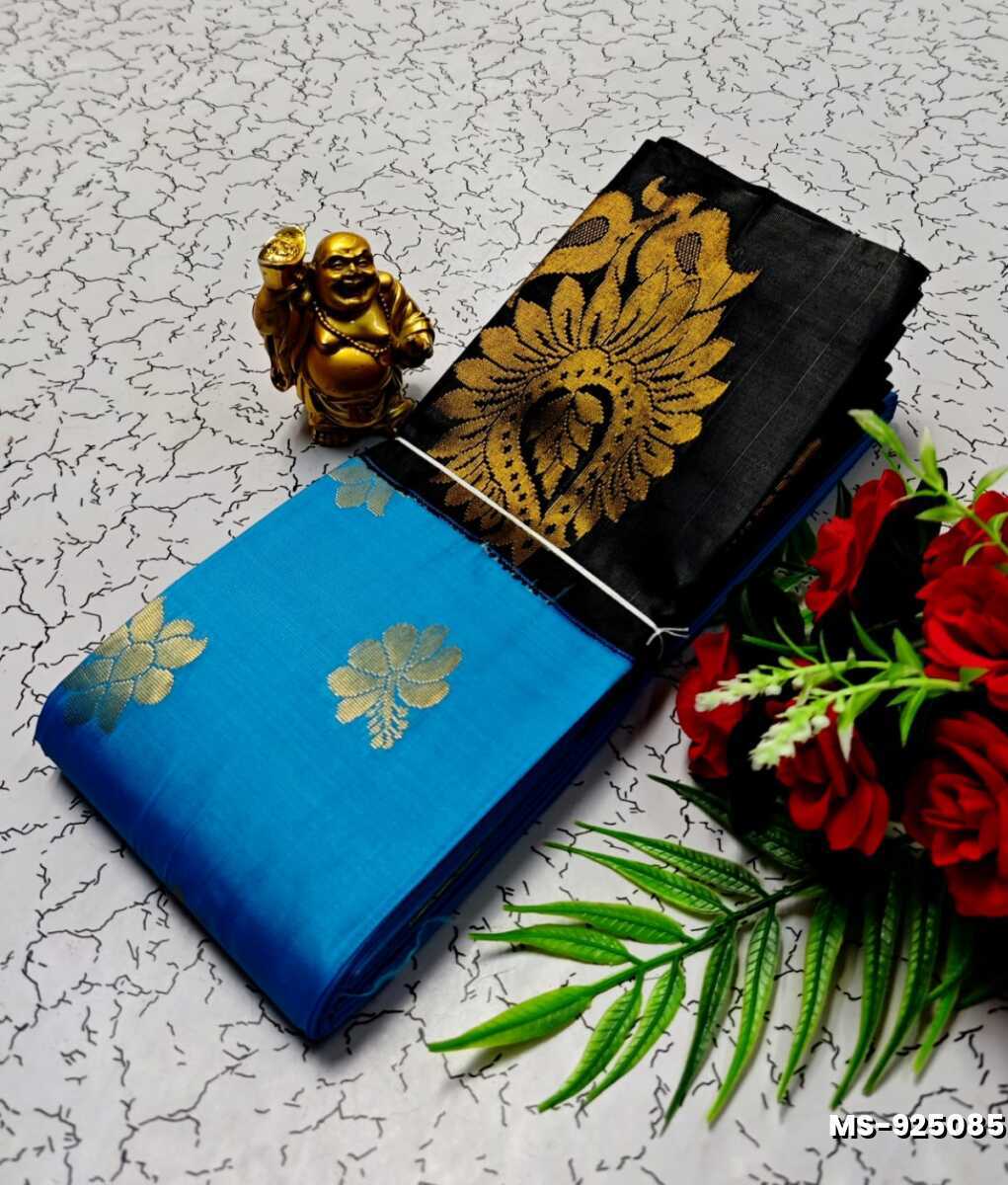 MODERN FANCY SOFT SILK SAREES WITH BUTTA DESIGN - BLUE SHADE