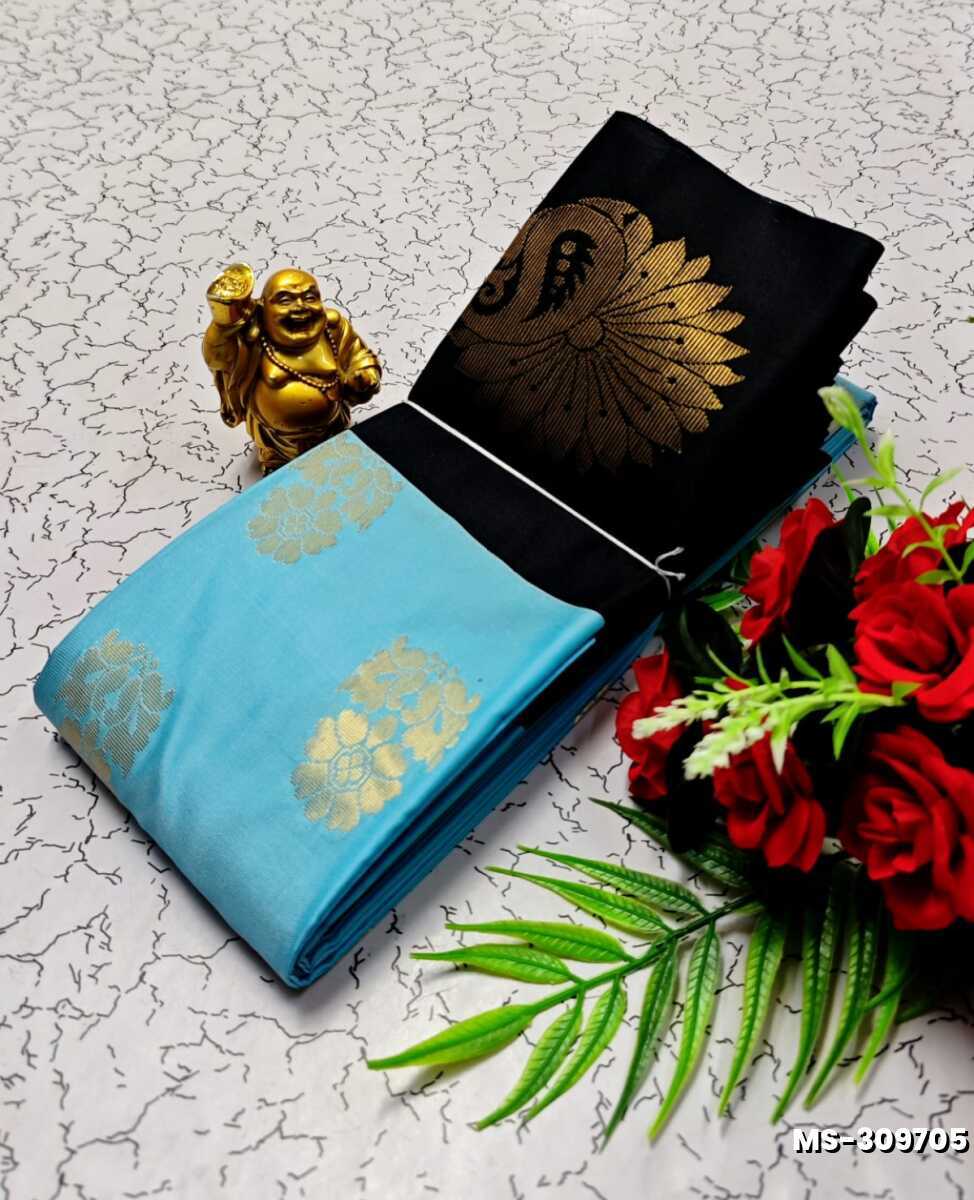 MODERN FANCY SOFT SILK SAREES WITH BUTTA DESIGN - SKY BLUE (5)