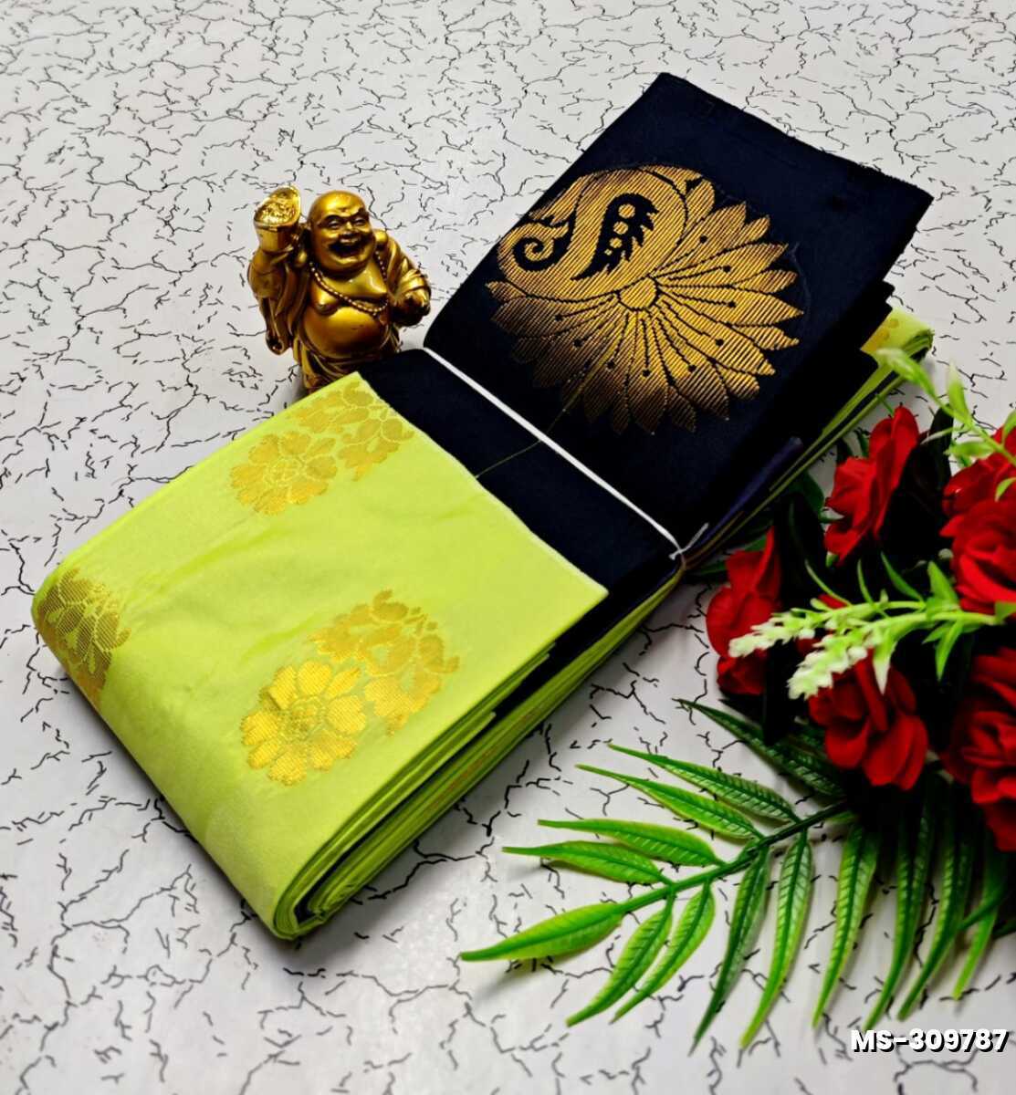 MODERN FANCY SOFT SILK SAREES WITH BUTTA DESIGN - FLORAISON GREEN (1)