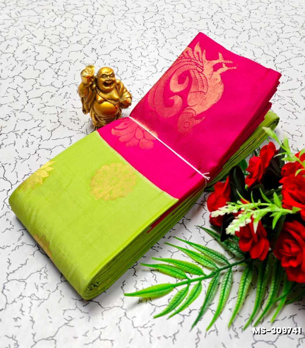 MODERN FANCY SOFT SILK SAREES WITH BUTTA DESIGN - LIGHT GREEN (5)