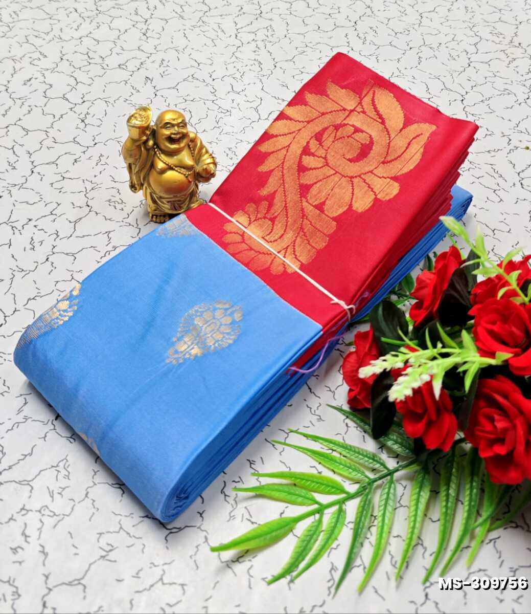 MODERN FANCY SOFT SILK SAREES WITH BUTTA DESIGN - NORMAL  BLUE (2)