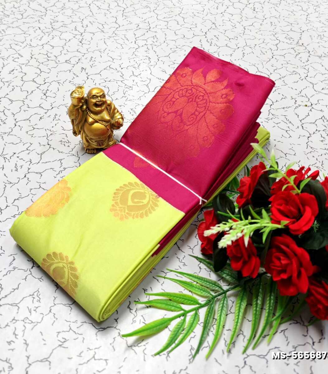MODERN FANCY SOFT SILK SAREES WITH BUTTA DESIGN - FLORAISON GREEN (2)