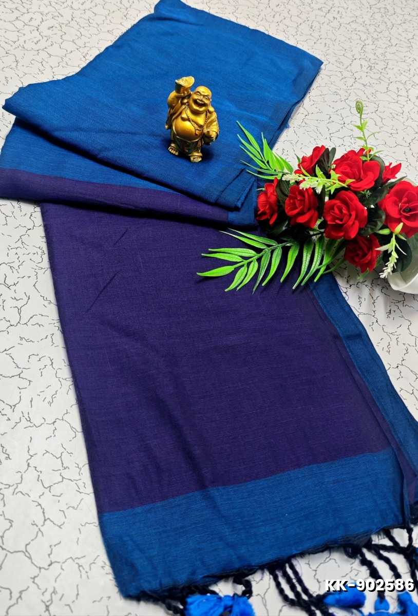 Handloom Khadi Cotton Saree With Hand Painted  Work - R BLUE