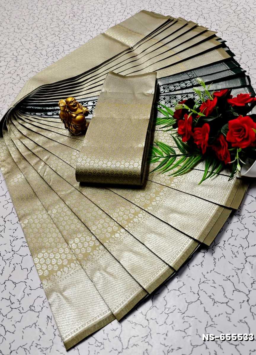 FANCY SILVAR ZARI NILA SAREES - CREAM