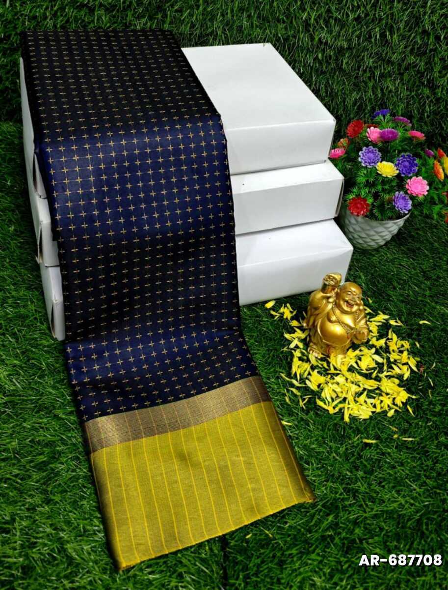 STAR SOFT SILK RICH LOOK DESIGN SOFT MATERIAL FUNCTION AND PART WEAR - NAVY COLOUR (1)