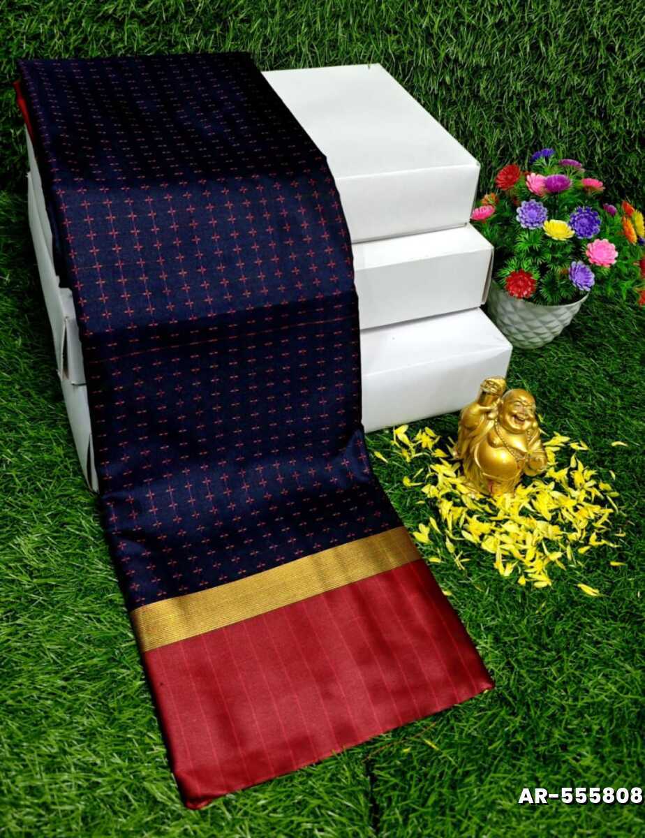 STAR SOFT SILK RICH LOOK DESIGN SOFT MATERIAL FUNCTION AND PART WEAR - NAVY COLOUR (2)