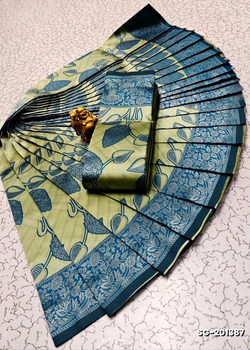KUBERA ELITE BRIDAL RAPIER FANCY LIGHT WEIGHT SILK TYPE SAREES FESTIVAL  WEAR - FLORAISON GREEN
